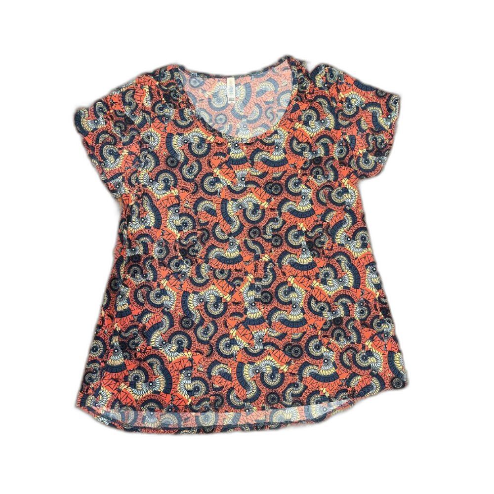Lularoe Women’s XL Orange Shirt with Circular Patterns